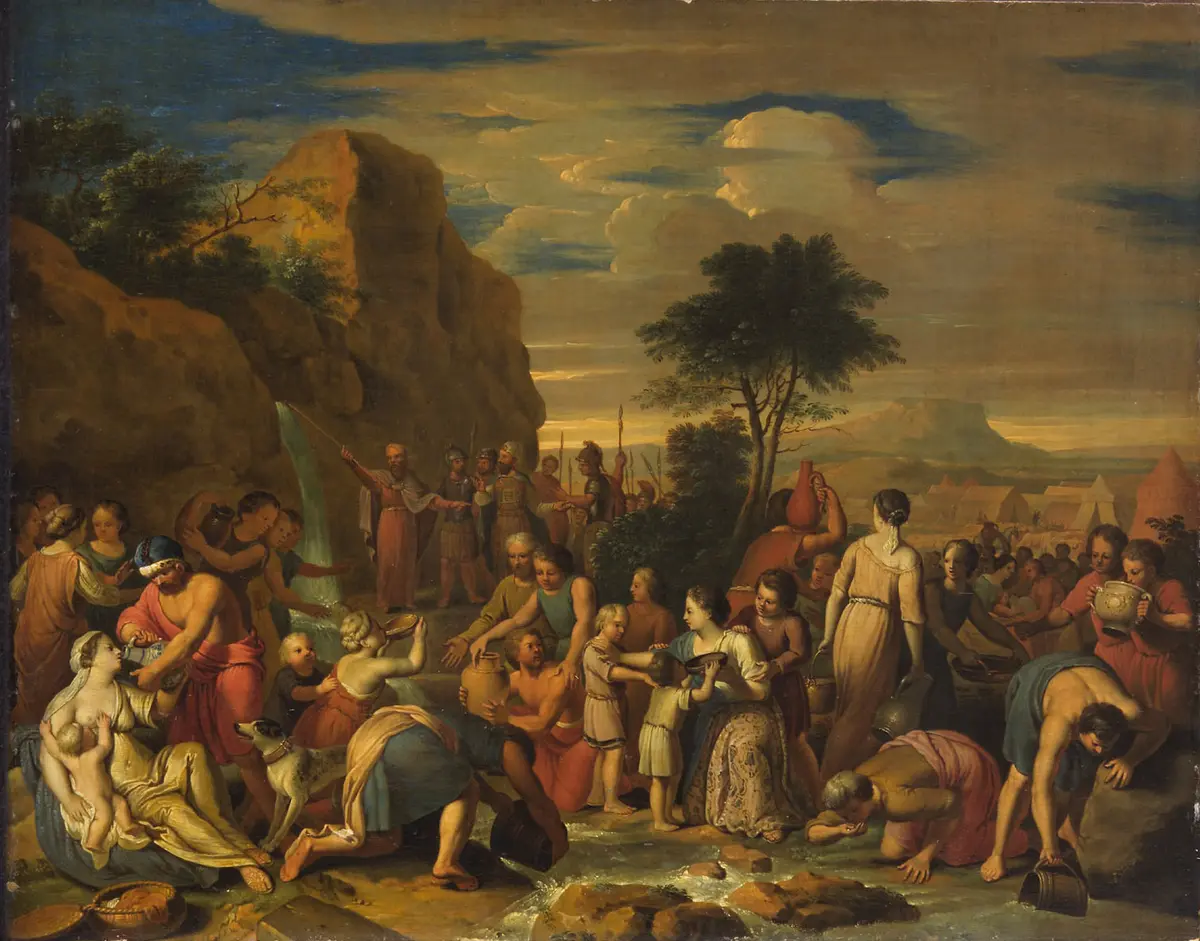 Moses schlägt Wasser aus dem Felsen