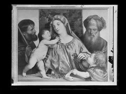 Kirschenmadonna (Links hl. Joseph, rechts Johannesknabe und hl. Zacharias)