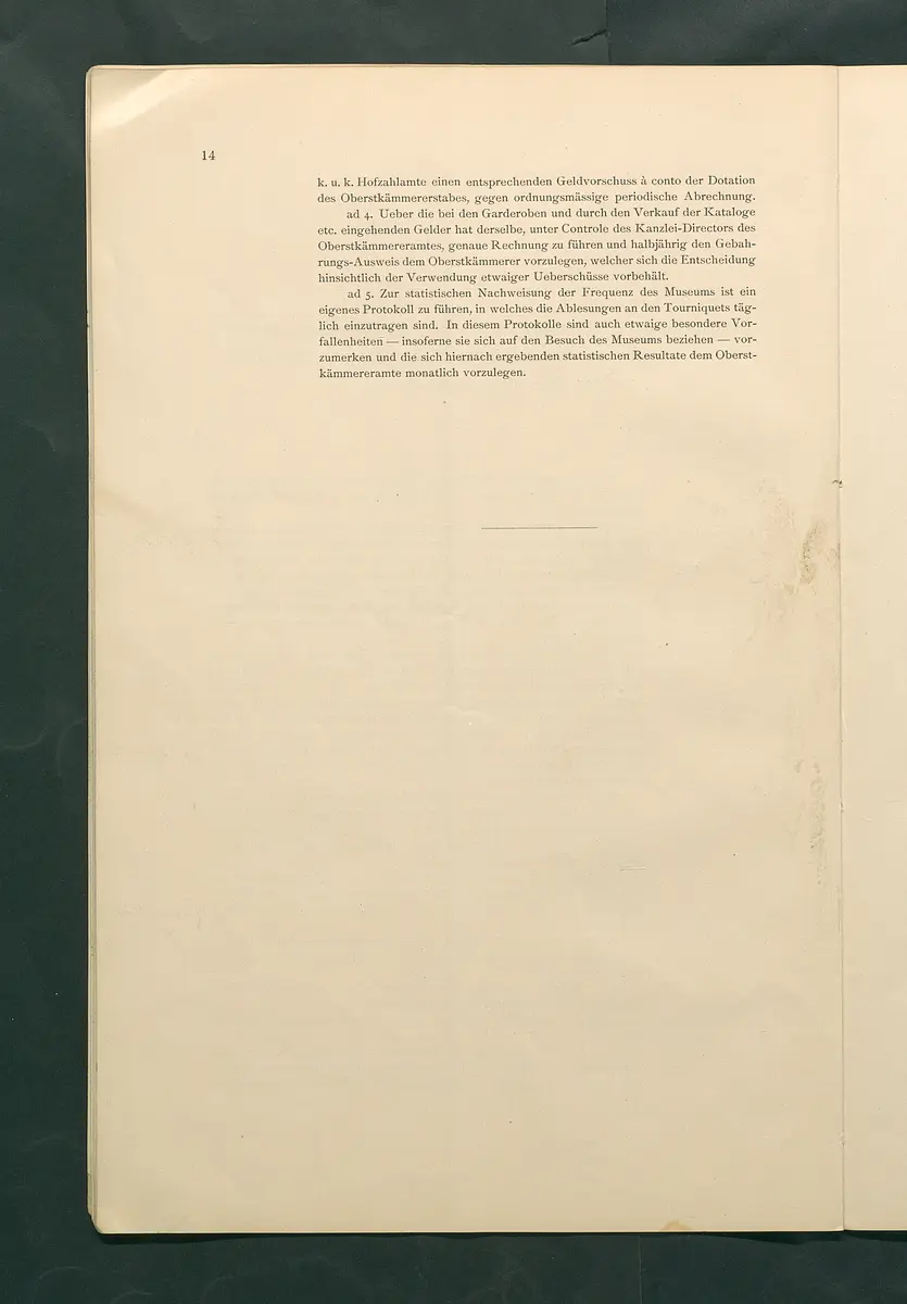 Bestimmungen für den Dienstbetrieb in den kunsthistorischen Sammlungen des Allerhöchsten Kaiserhauses