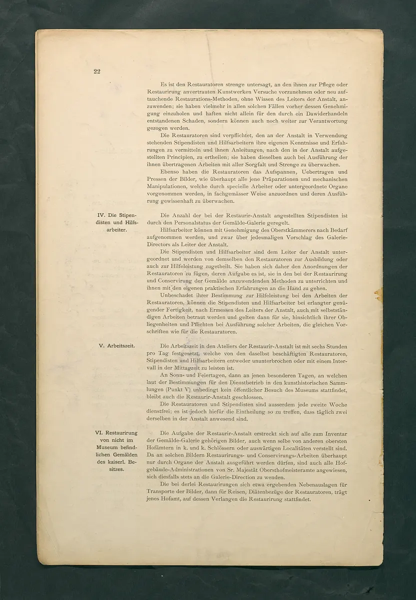 Bestimmungen für den Dienstbetrieb in den kunsthistorischen Sammlungen des Allerhöchsten Kaiserhauses