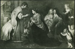 Der Evangelist Johannes spendet der Jungfrau Maria die letzte Kommunion