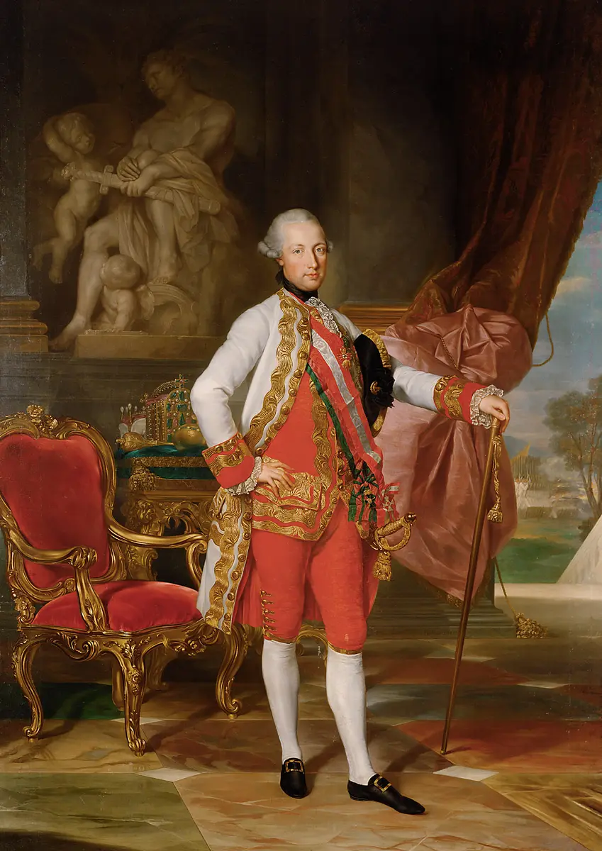 Kaiser Joseph II. (1741-1790) mit der Statue des Mars