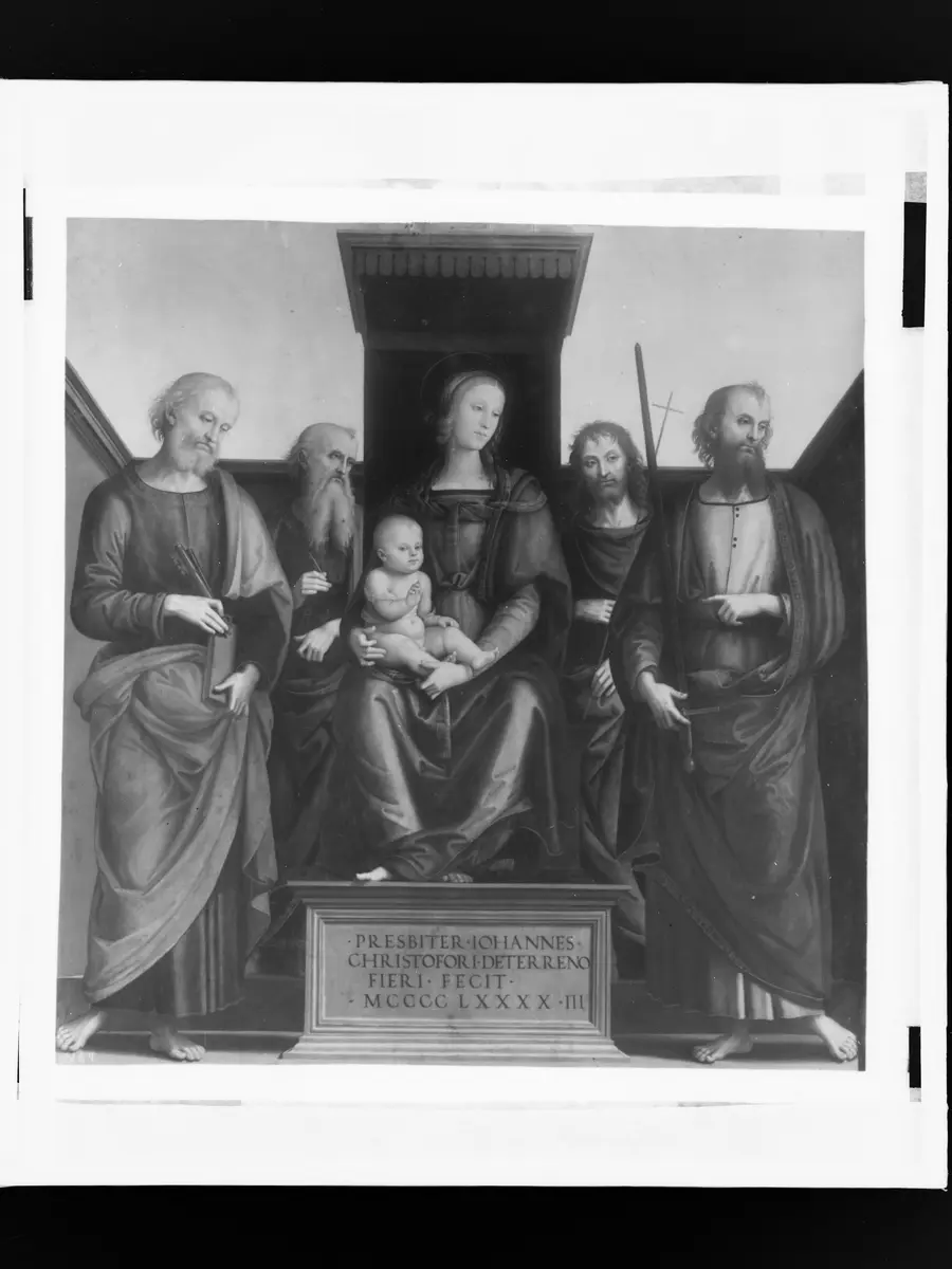 Maria mit Kind und den hll. Petrus, Johannes Evangelist (?), Johannes d. Täufer und Paulus