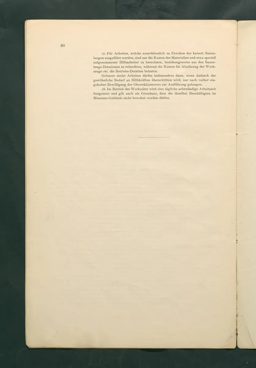 Bestimmungen für den Dienstbetrieb in den kunsthistorischen Sammlungen des Allerhöchsten Kaiserhauses