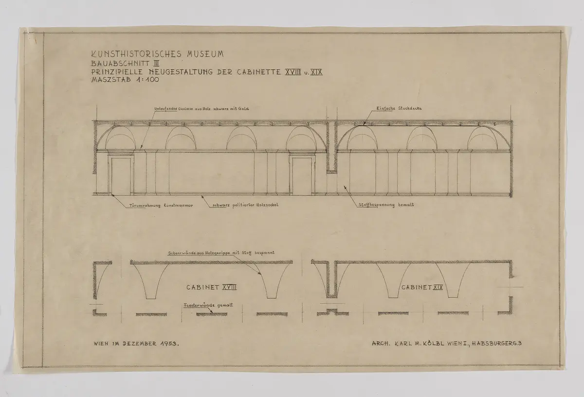 Kunsthistorisches Museum. Bauabschnitt III. Prinzipielle Neugestaltung der Kabinette XVIII und XIX