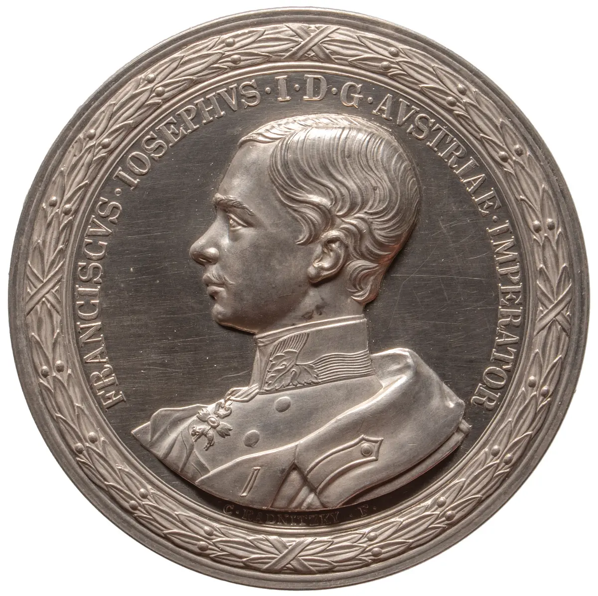 Habsburg: Kaiser Franz Joseph I.; Medaille auf den Wahlspruch VIRIBUS UNITIS