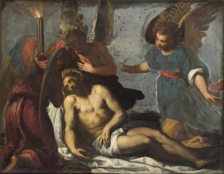 Toter Christus, von Engeln beweint