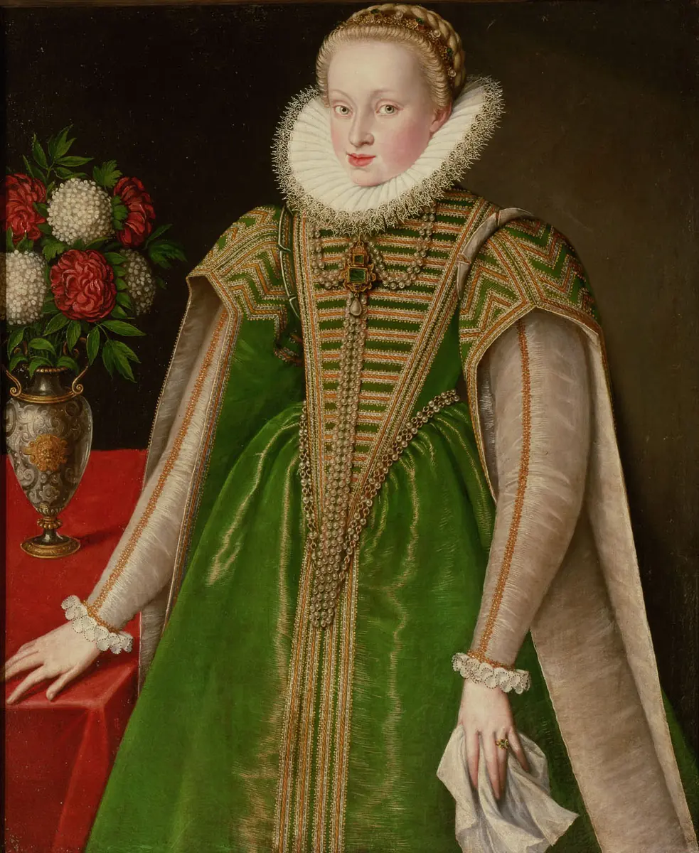 Erzherzogin Maria Christierna (1574-1621) in grünem Gewand, Kniestück