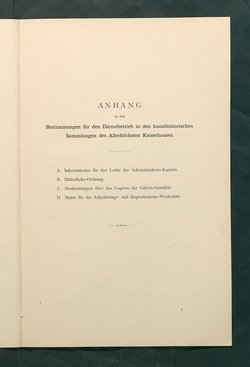 Bestimmungen für den Dienstbetrieb in den kunsthistorischen Sammlungen des Allerhöchsten Kaiserhauses
