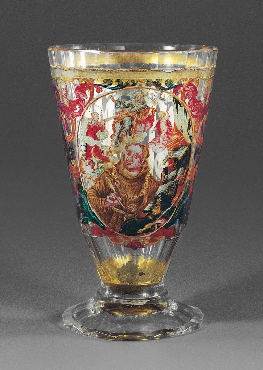 Fußbecher mit Darstellung des heiligen Thomas von Aquin