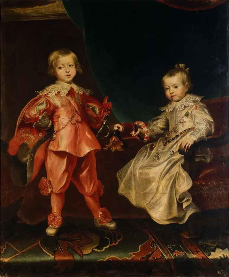 Doppelbildnis König Ferdinand IV. (1633-1654) mit seiner Schwester, Erzherzogin Maria Anna (1634-1696) als Kinder, in ganzer Figur