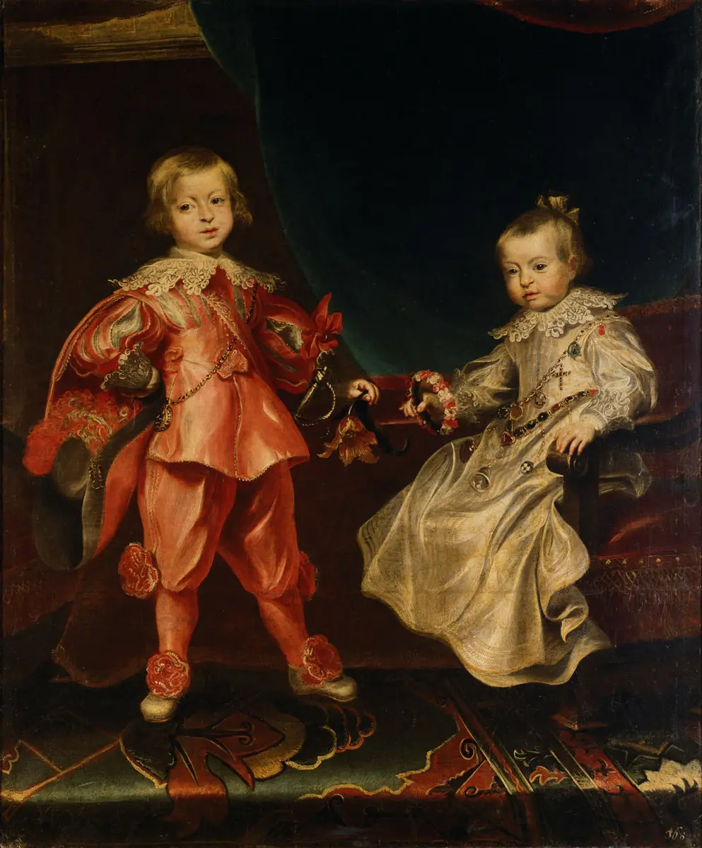 Doppelbildnis König Ferdinand IV. (1633-1654) mit seiner Schwester, Erzherzogin Maria Anna (1634-1696) als Kinder, in ganzer Figur