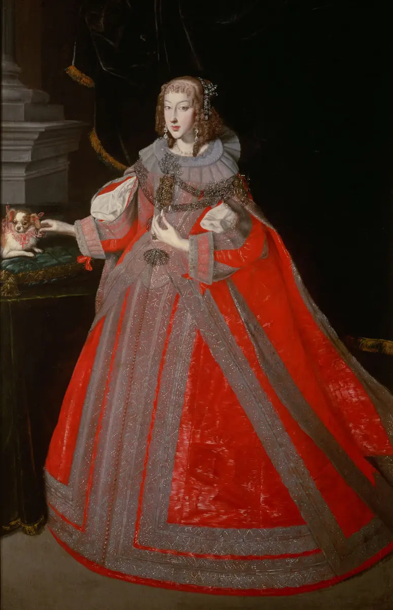 Erzherzogin Maria Leopoldine (1632-1649), 2. Gemahlin von Ferdinand III., mit einem Schoßhündchen