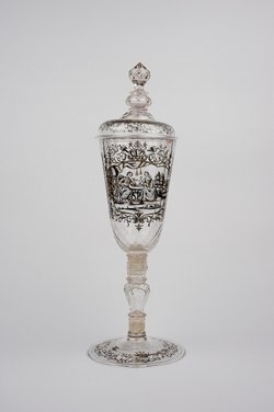 Schraubpokal mit höfischer Szene