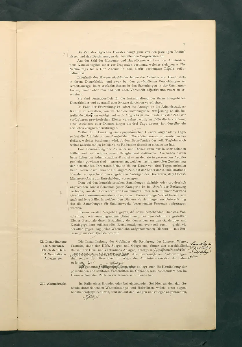 Bestimmungen für den Dienstbetrieb in den kunsthistorischen Sammlungen des Allerhöchsten Kaiserhauses