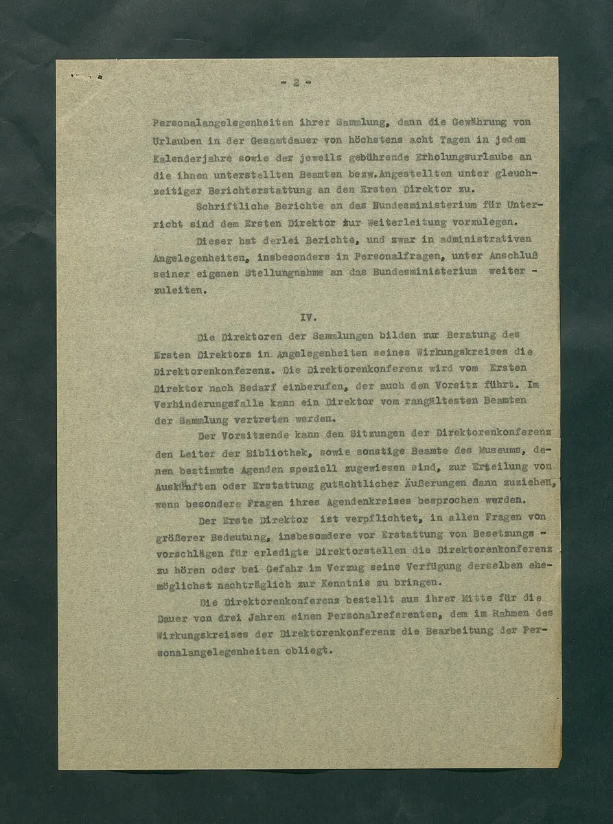 Dienstvorschriften für das Kunsthistorische Museum