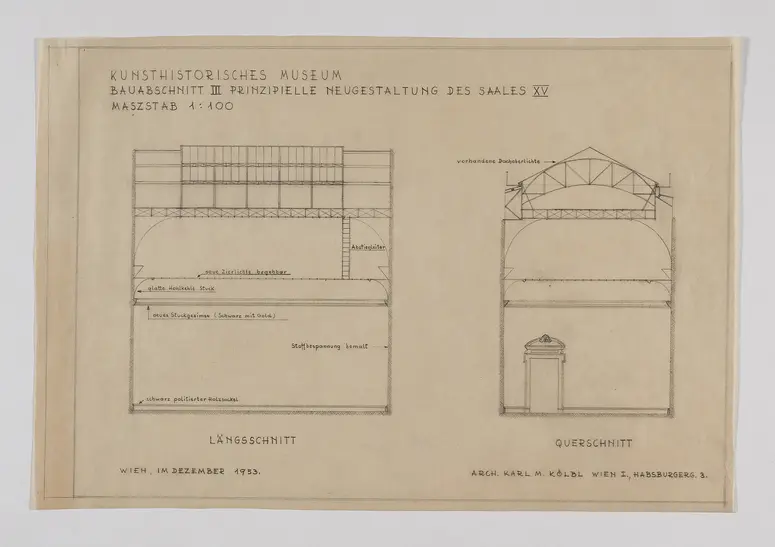 Kunsthistorisches Museum. Bauabschnitt III. Prinzipielle Neugestaltung des Saales XV