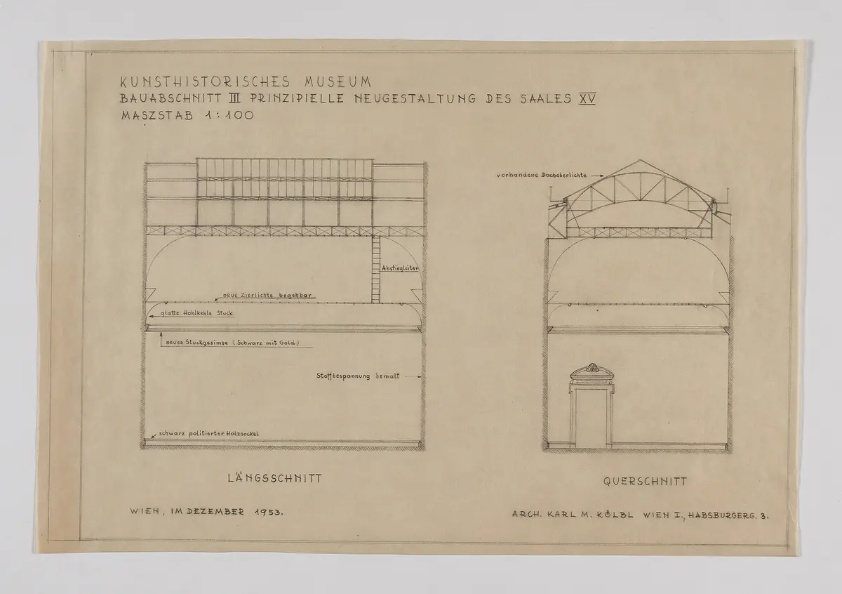 Kunsthistorisches Museum. Bauabschnitt III. Prinzipielle Neugestaltung des Saales XV