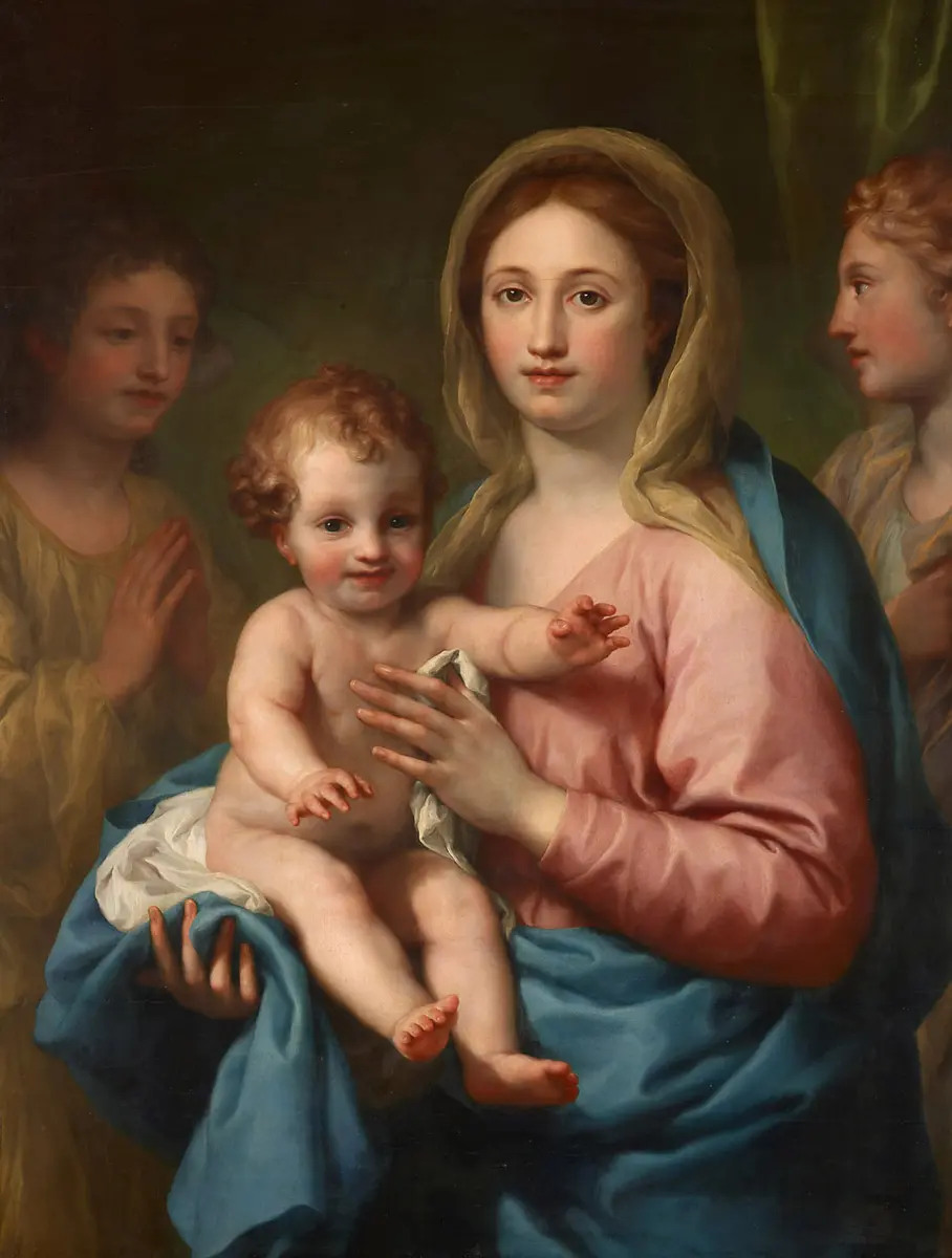 Maria mit dem Kind und zwei Engeln