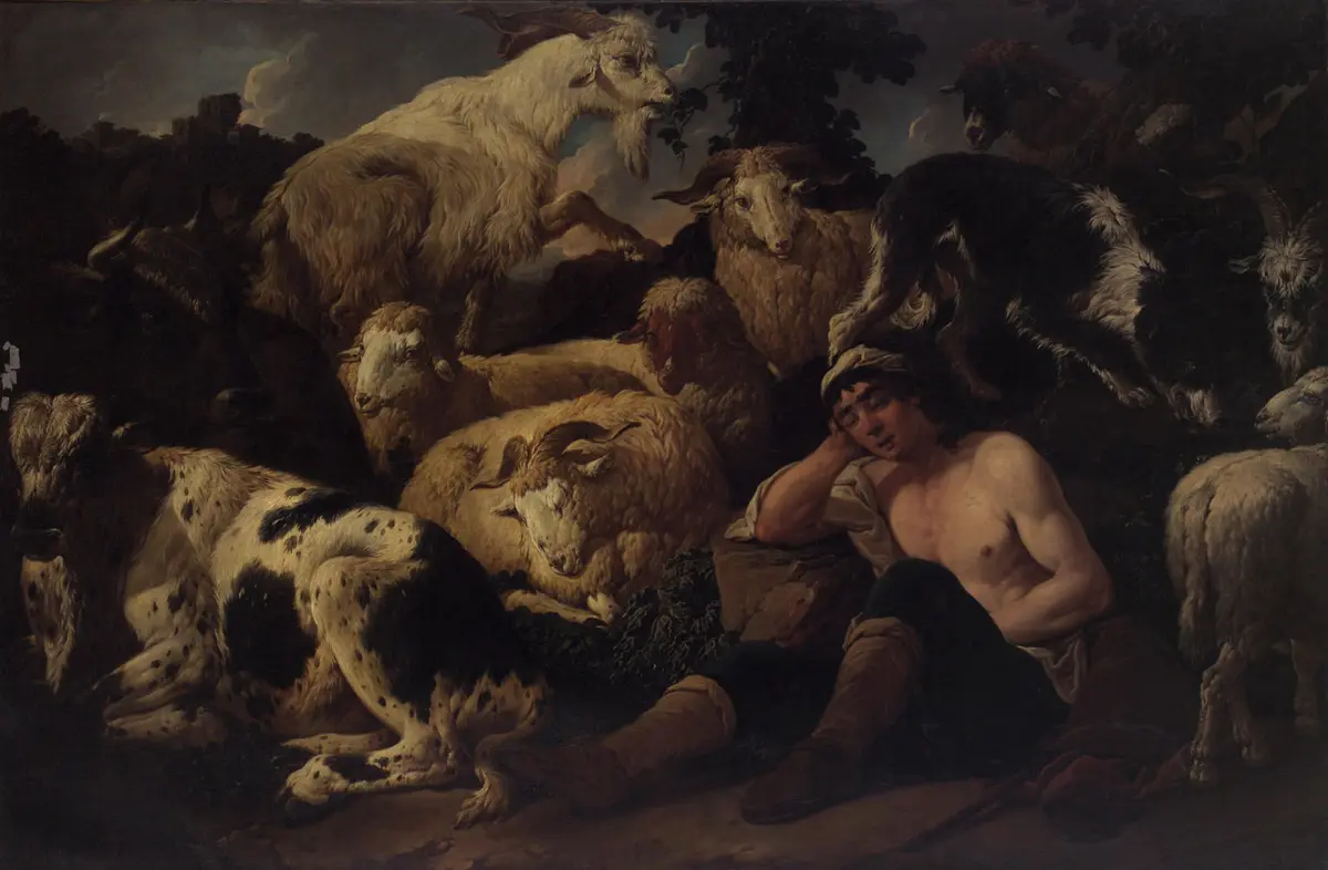 Herde mit schlafenden Hirten