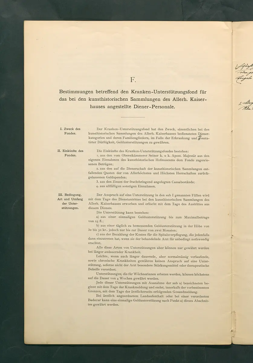 Bestimmungen für den Dienstbetrieb in den kunsthistorischen Sammlungen des Allerhöchsten Kaiserhauses