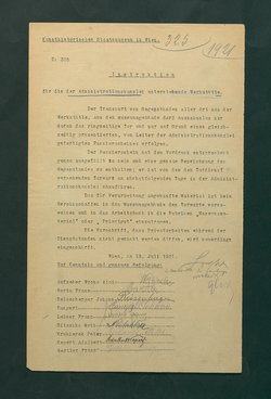 Instruktion für die der Administrationskanzlei unterstehende Werkstätte