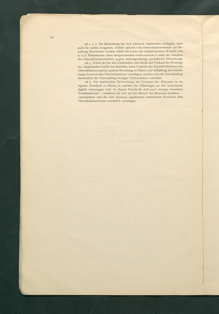 Bestimmungen für den Dienstbetrieb in den kunsthistorischen Sammlungen des Allerhöchsten Kaiserhauses
