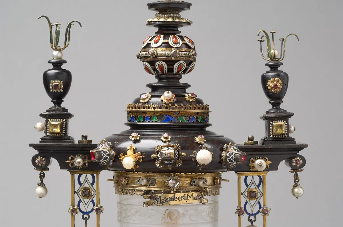Ostensorium mit einem Stück des Spottrohres Christ