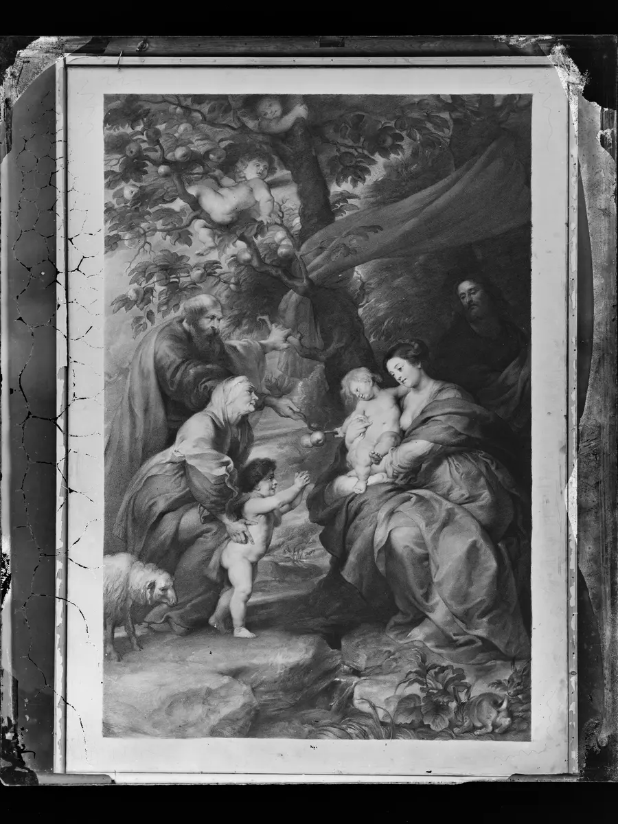 Ildefonso-Altar: Die Hl. Familie unter dem Apfelbaum (Außenseiten der Flügel)