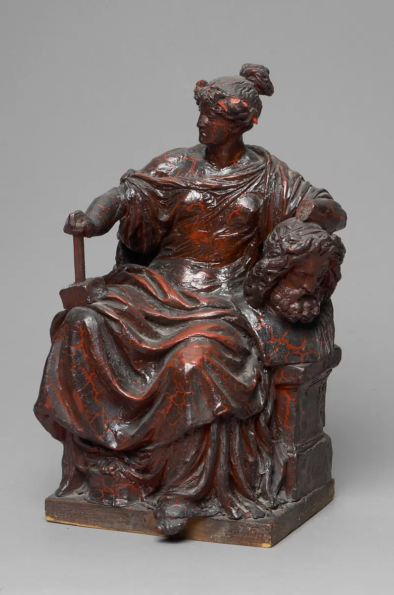 Allegorie der Bildhauerei / Figurenschmuck der Fassade des Kunsthistorischen Museums in Wien.