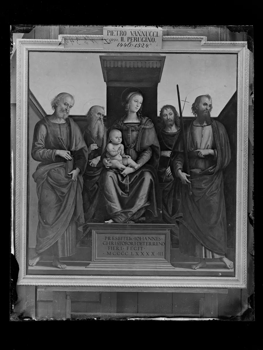 Maria mit Kind und den hll. Petrus, Johannes Evangelist (?), Johannes d. Täufer und Paulus