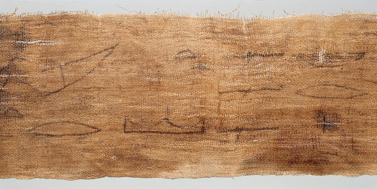 Mumienbinde, Zeichnungen auf Leinenrolle