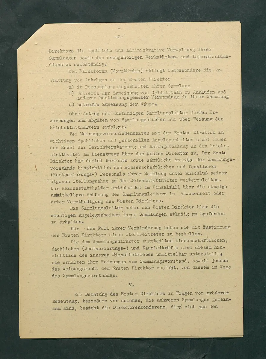 Dienstvorschrift für das Kunsthistorische Museum in Wien