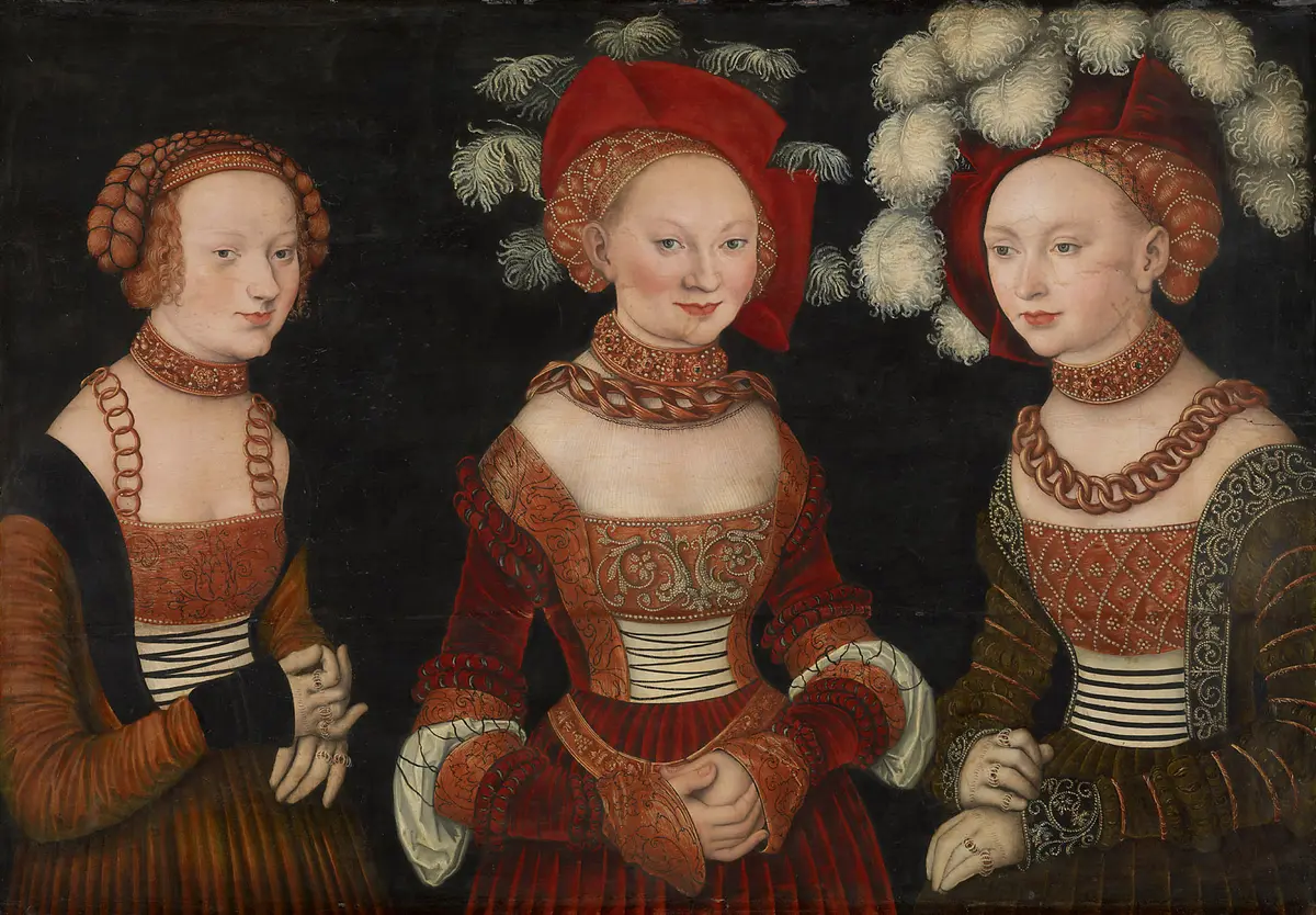 Die Prinzessinnen Sibylla (1515-1592), Emilia (1516-1591) und Sidonia (1518-1575) von Sachsen