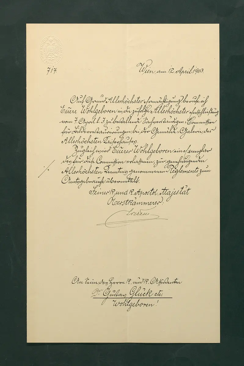 Reglement zur Bilderrestaurierung der Gemäldegalerie (Entwurf)