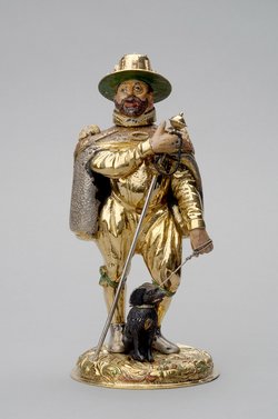 Sogenannter Jakobspilger mit Hund; Trinkgefäß