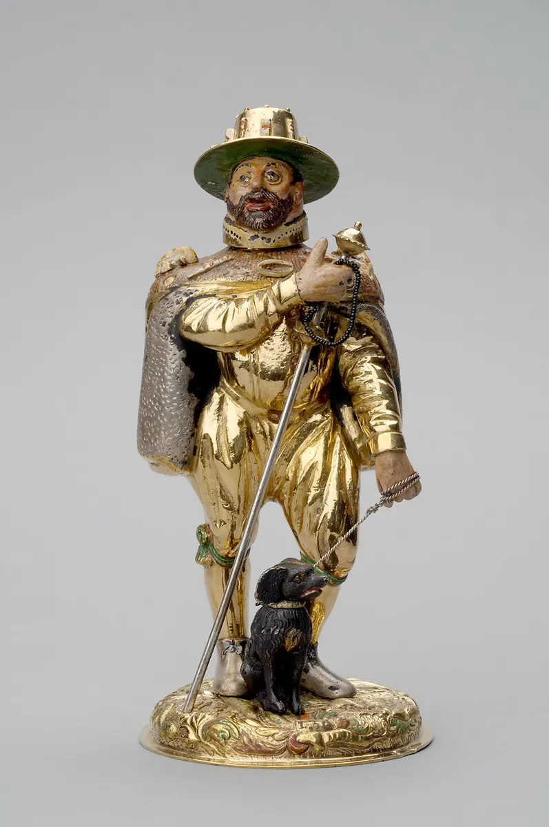 Sogenannter Jakobspilger mit Hund; Trinkgefäß