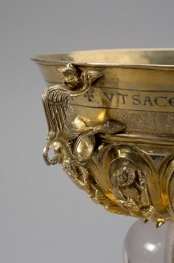 Kommunionkelch mit Patene und Saugröhrchen, sog. Kelch aus St. Peter