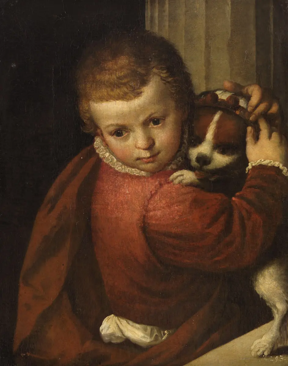 Knabe mit Hund