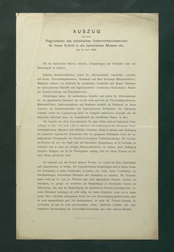 Auszug aus dem Regalomento des italienischen Unterrichtsministeriums für freien Eintritt in die italienischen Museen etc. vom 13. April 1902
