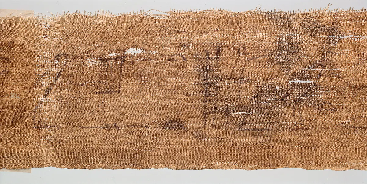 Mumienbinde, Zeichnungen auf Leinenrolle