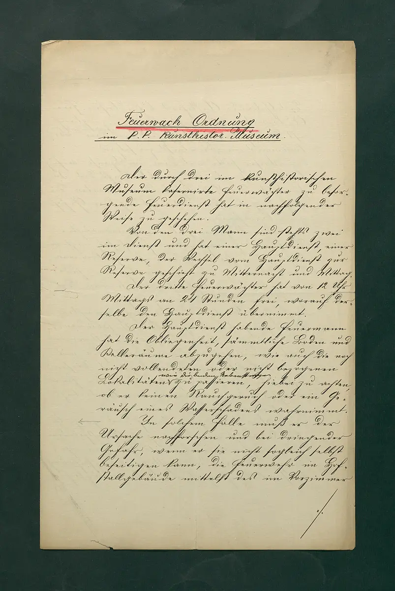 Feuerwachordnung für das Kunsthistorische Museum