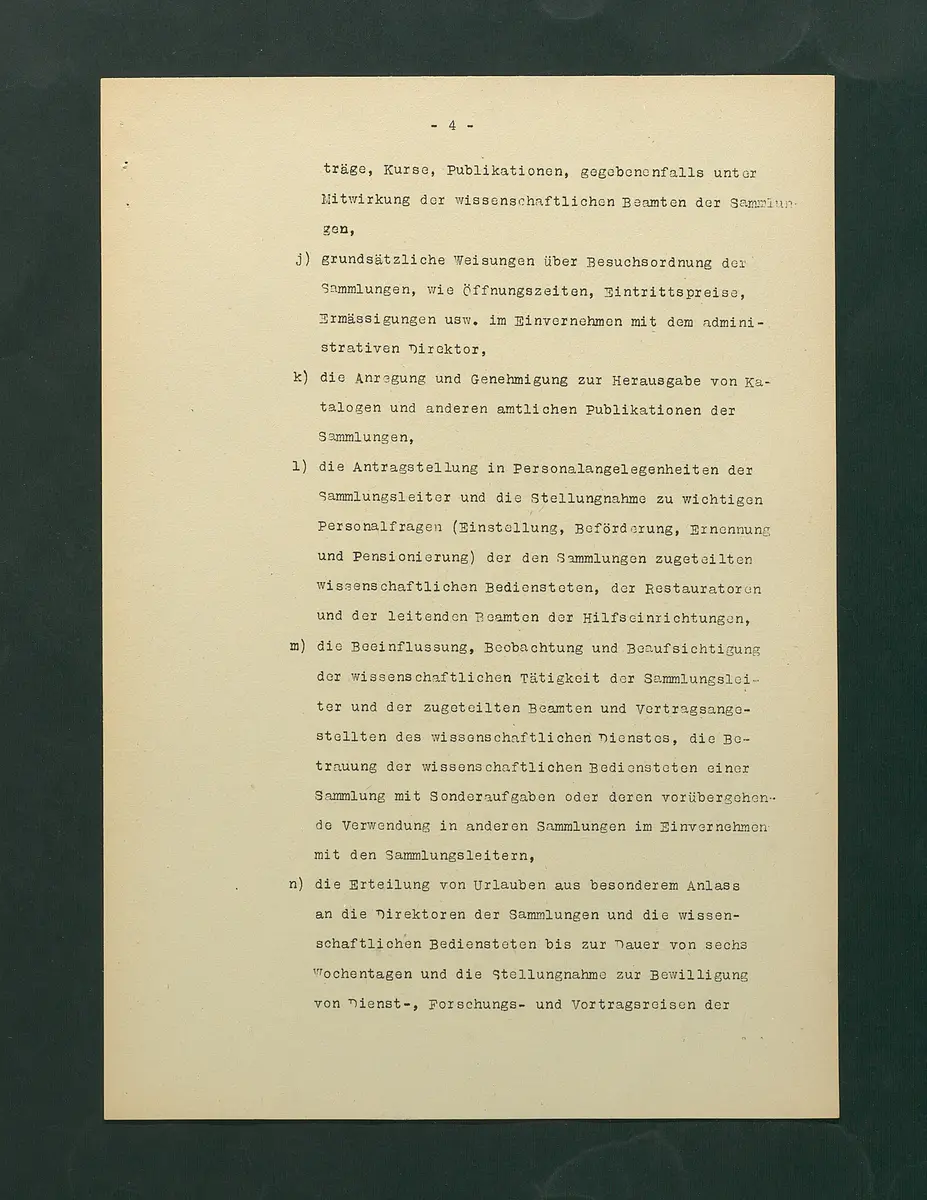 Dienstinstruktionen für die Direktoren der Kunstsammlungen, der Kulturhistorischen Sammlungen und der Naturwissenschaftlichen Sammlungen des Bundes in Wien