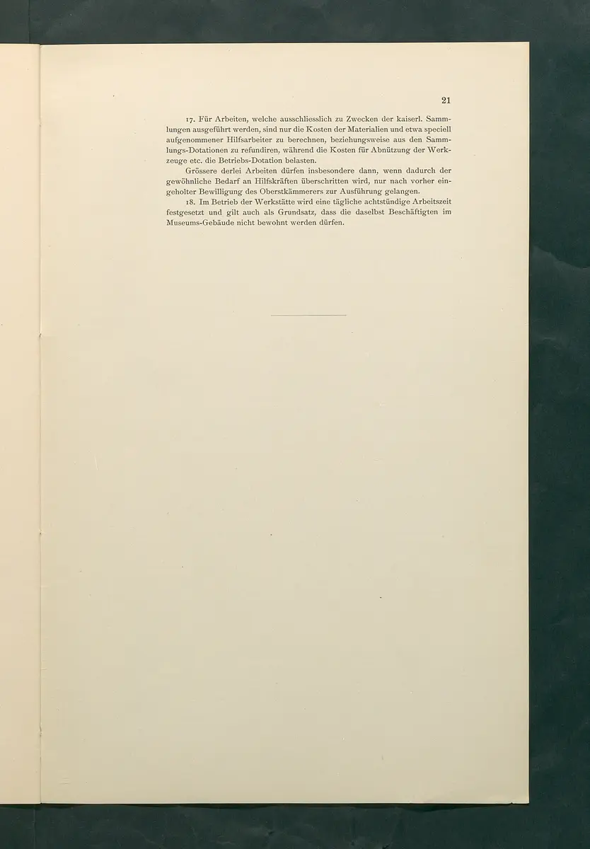 Bestimmungen für den Dienstbetrieb in den kunsthistorischen Sammlungen des Allerhöchsten Kaiserhauses