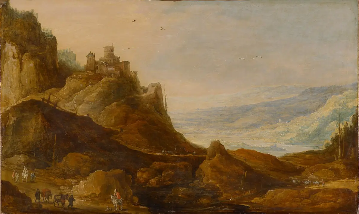 Gebirgslandschaft mit Burg