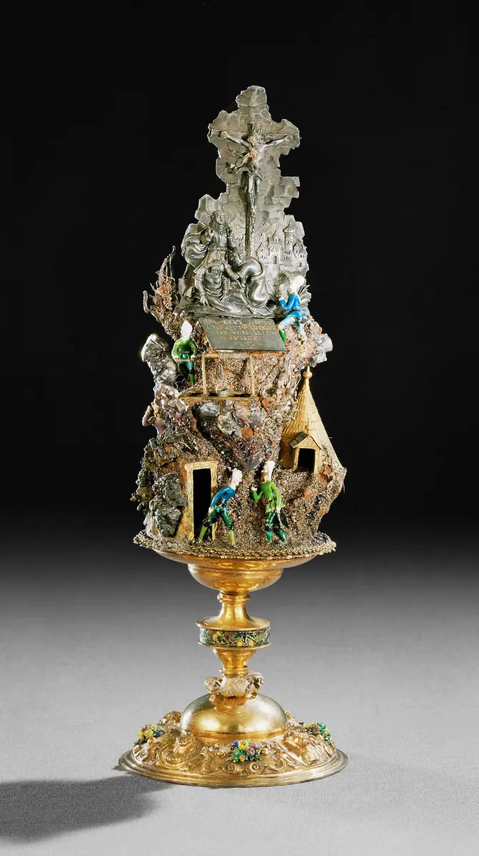 Handstein mit Kreuzigung und Auferstehung Christi