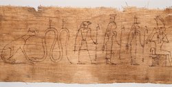 Mumienbinde, Zeichnungen auf Leinenrolle