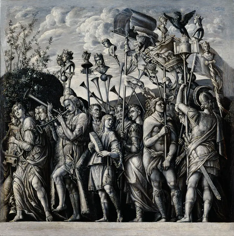Triumphzug Cäsars: Musiker und Standartenträger