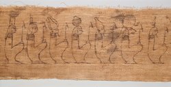 Mumienbinde, Zeichnungen auf Leinenrolle