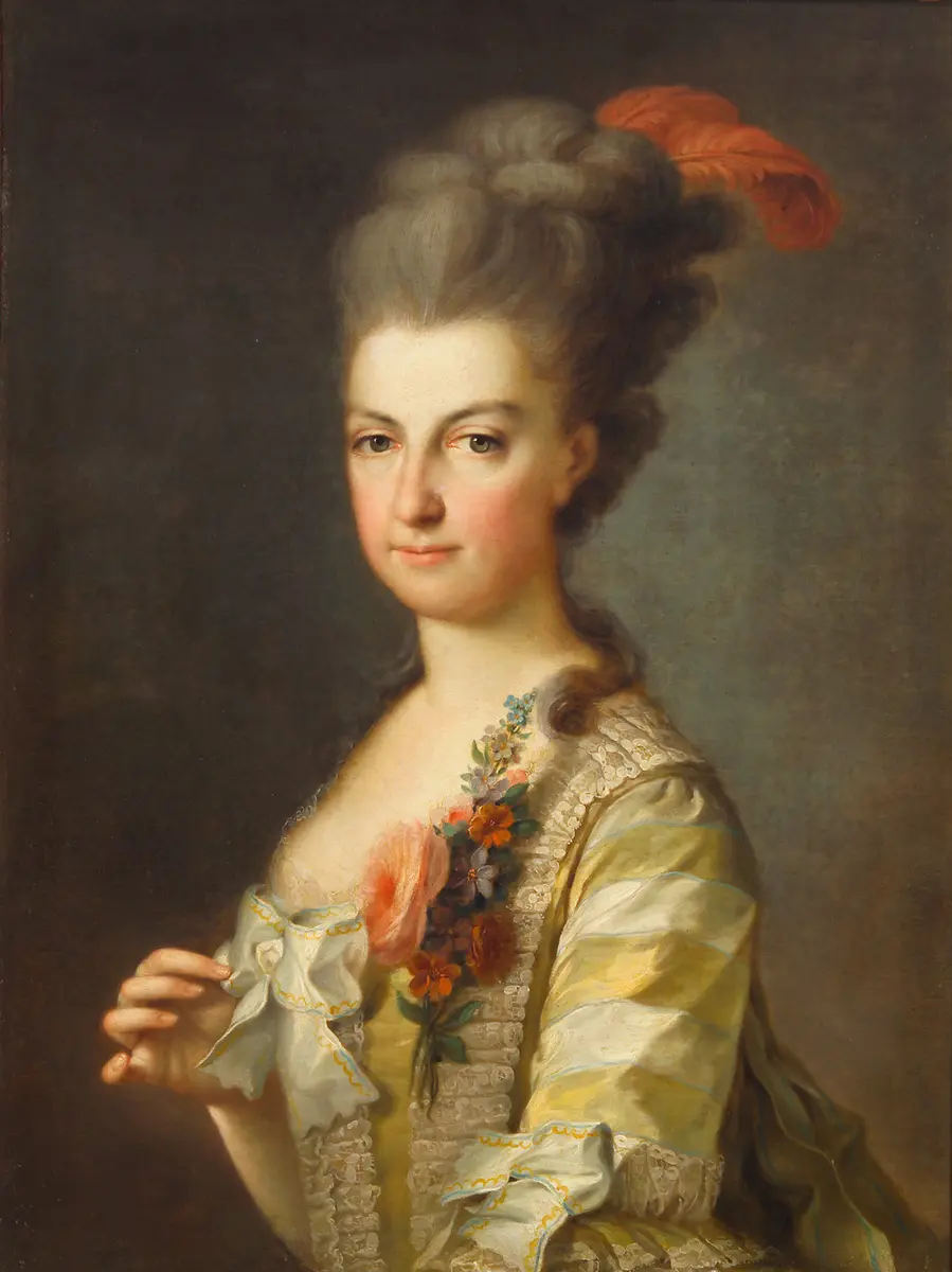 Erzherzogin Maria Christine (1742-1798), Herzogin von Sachsen - Teschen, in gestreiftem Seidenkleid, Halbfigur